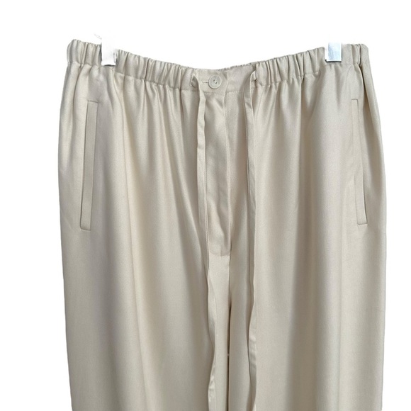 SUSIE TOMPKINS Vintage Cream Silk Pants Minimalist Clean Girl Timeless Large - Picture 2 of 14